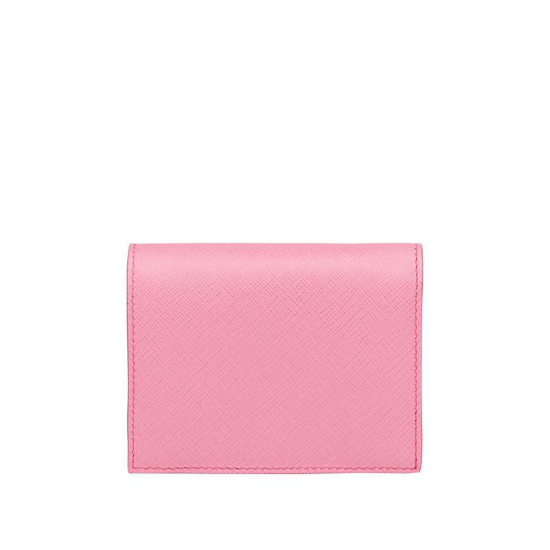 Prada 1MV204 Color-rich Lettering Saffiano Leather Bifold Wallet In Pink