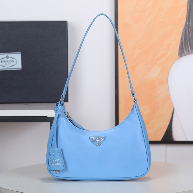 Prada 1NE204 Re-Edition 2005 Re-Nylon Hobo Bag In Blue