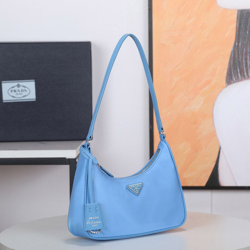 Prada 1NE204 Re-Edition 2005 Re-Nylon Hobo Bag In Blue