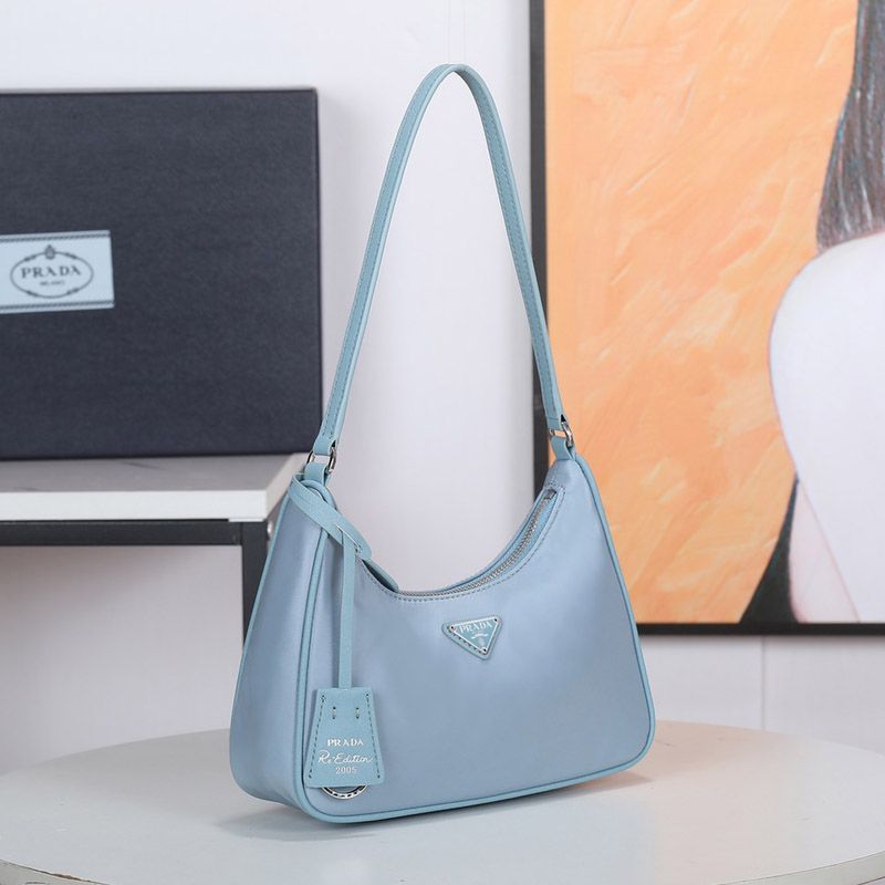 Prada 1NE204 Re-Edition 2005 Re-Nylon Hobo Bag In Sky Blue