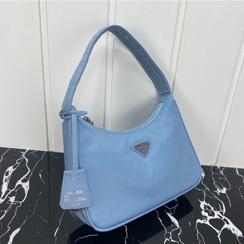 Prada 1NE515 Re-Edition 2000 Nylon Hobo Bag In Sky Blue