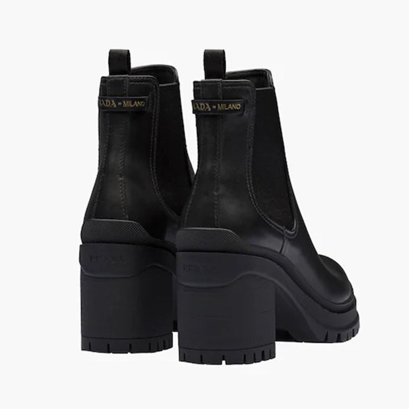 Prada 1T582L Leather Booties Women In Black