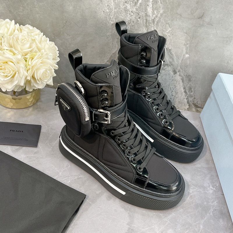 Prada 1T642M Nylon High-top Sneakers Women In Black