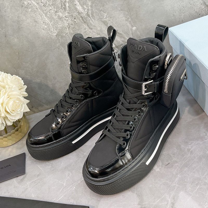 Prada 1T642M Nylon High-top Sneakers Women In Black