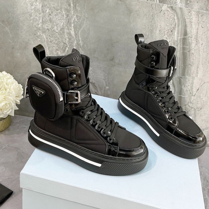 Prada 1T642M Nylon High-top Sneakers Women In Black