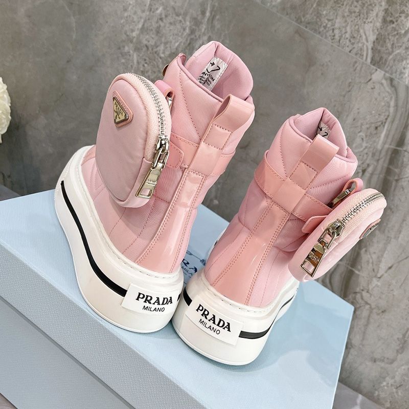 Prada 1T642M Nylon High-top Sneakers Women In Pink