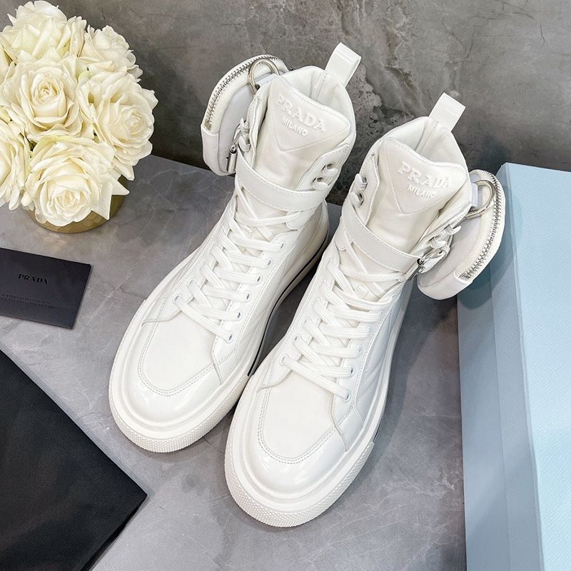 Prada 1T642M Nylon High-top Sneakers Women In White