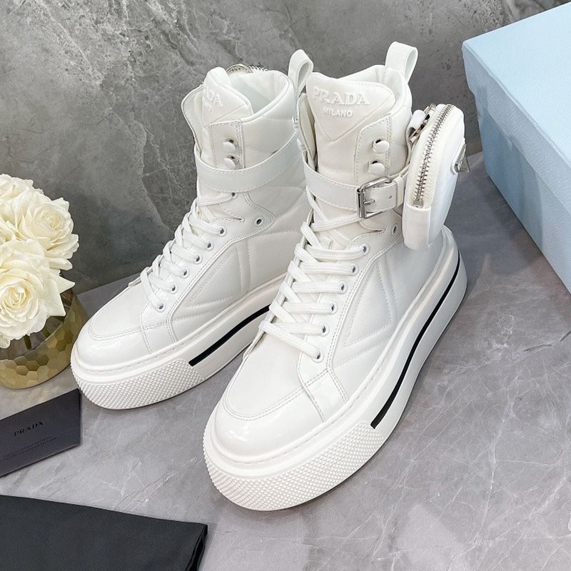 Prada 1T642M Nylon High-top Sneakers Women In White