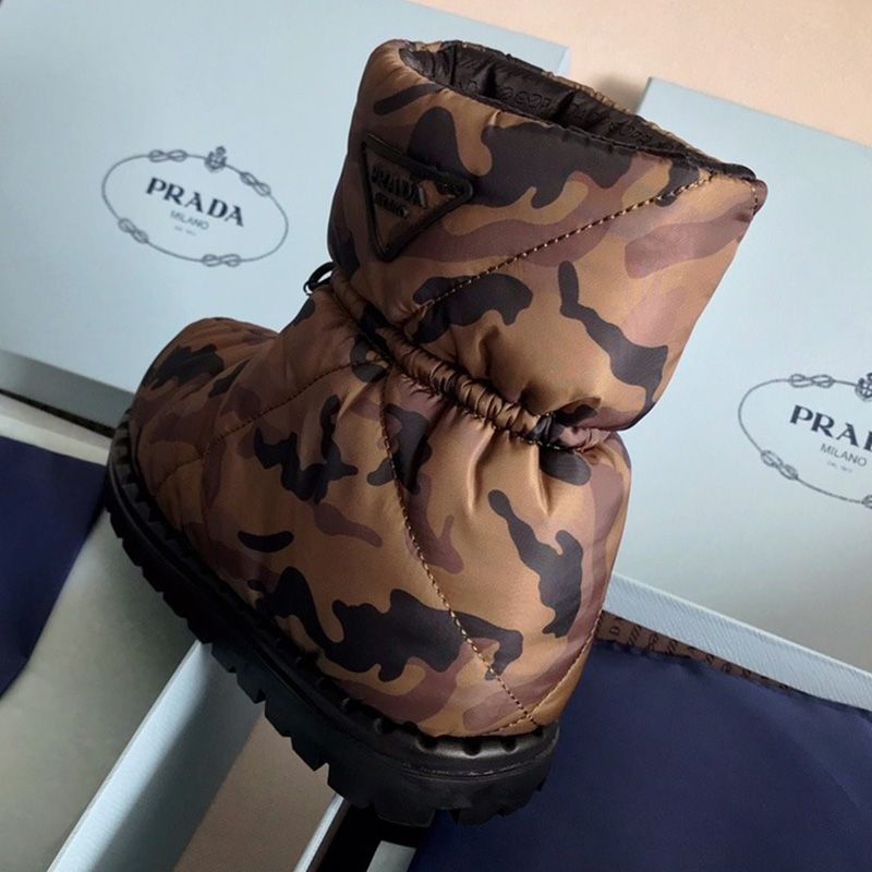 Prada 1U686M Padded Camo Down Booties Women In Yellow