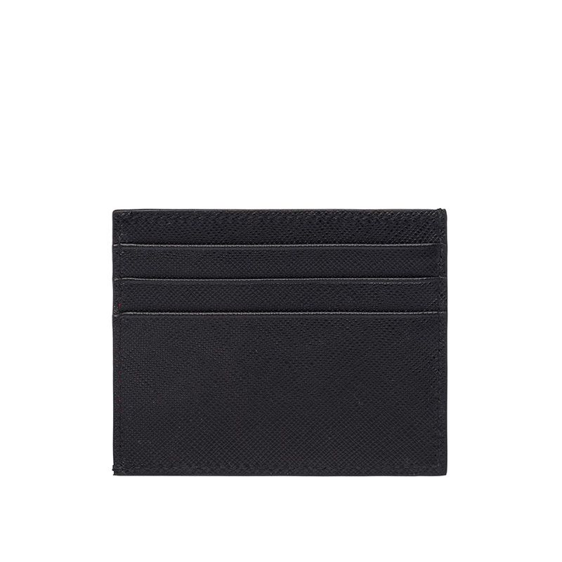 Prada 2MC223 Silk-screened Logo Saffiano Leather Card Holder In Black