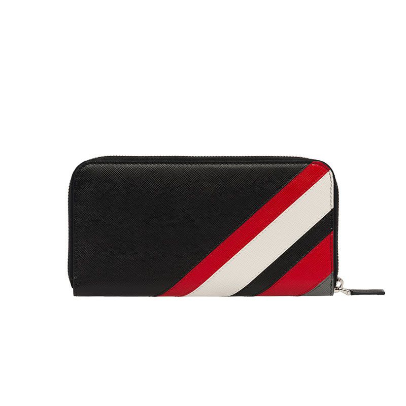 Prada 2ML317 Color-Block Saffiano Leather Document Holder In Black/Red