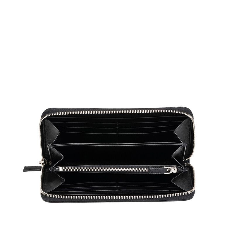 Prada 2ML317 Color-Logo Saffiano Leather Document Holder In Black