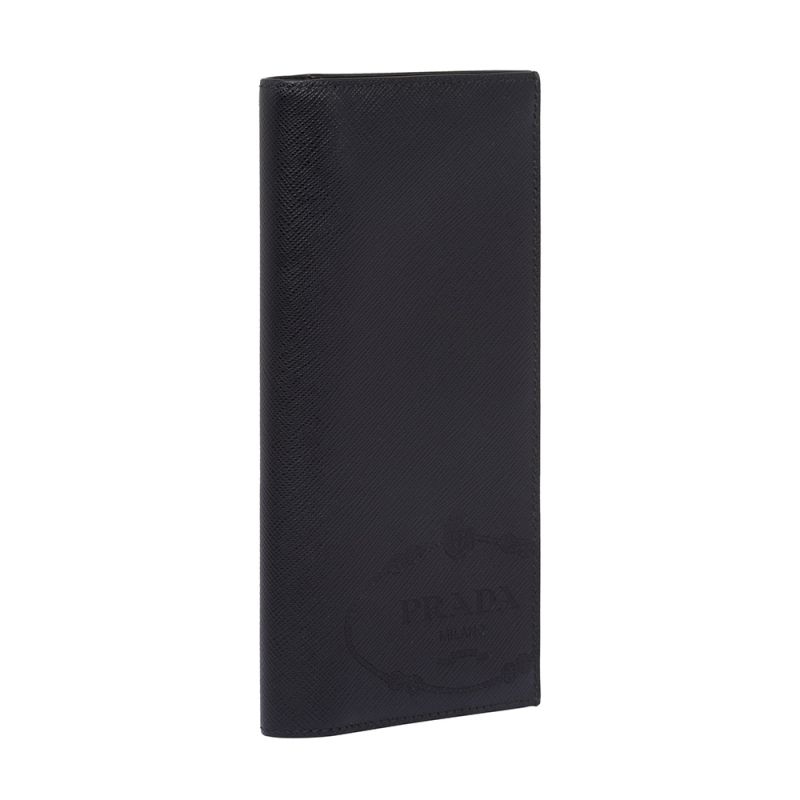 Prada 2MV836 Silk-screened Logo Saffiano Leather Document Holder In Black