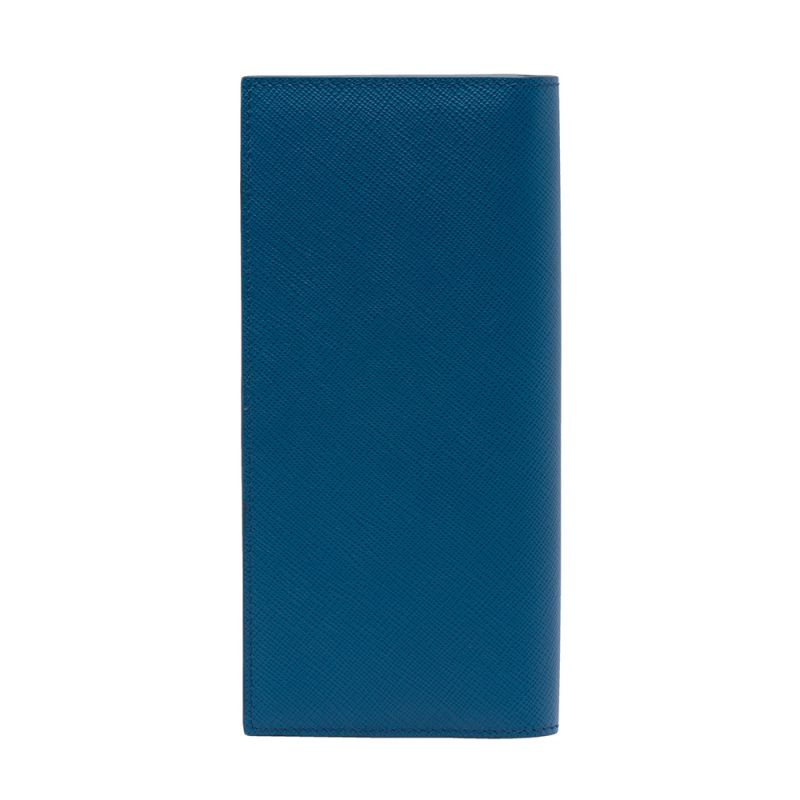 Prada 2MV836 Silk-screened Logo Saffiano Leather Document Holder In Blue