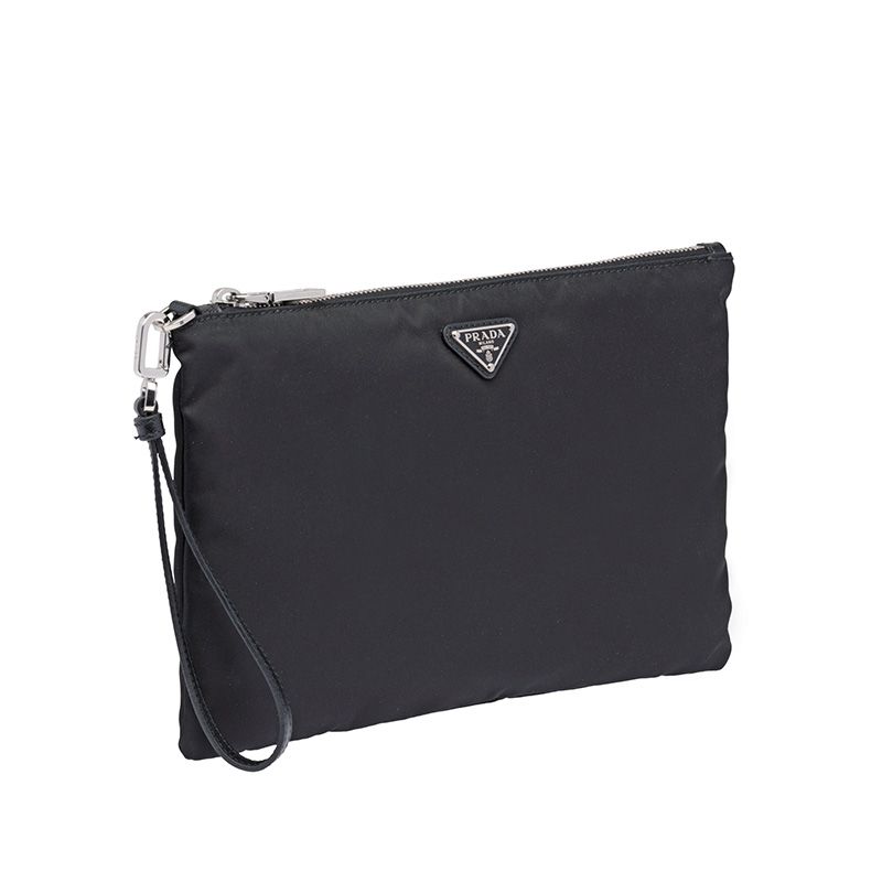 Prada 2NH006 Triangle Nylon Clutch In Black