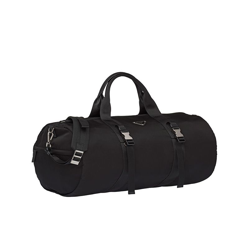 Prada 2VC015 Nylon And Saffiano Leather Duffle Bag In Black