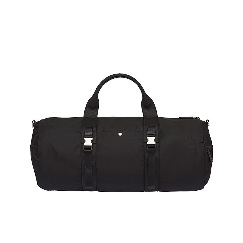 Prada 2VC015 Nylon And Saffiano Leather Duffle Bag In Black