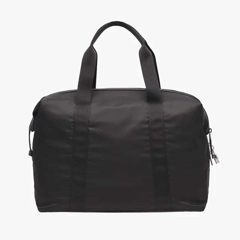 Prada 2VC796 Nylon And Saffiano Leather Duffle Bag In Black