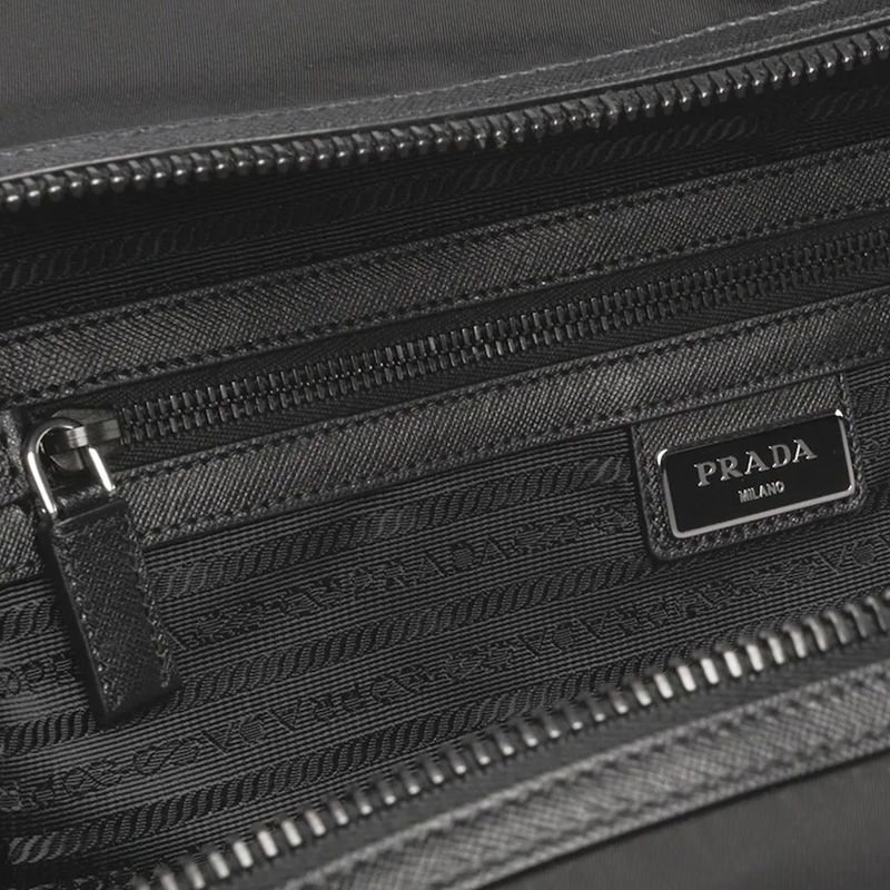 Prada 2VC796 Nylon And Saffiano Leather Duffle Bag In Black