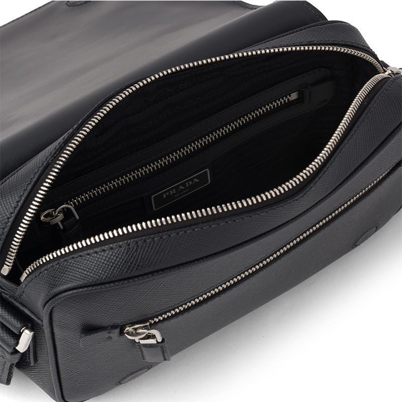 Prada 2VD038 Saffiano Leather Shoulder Bag In Black