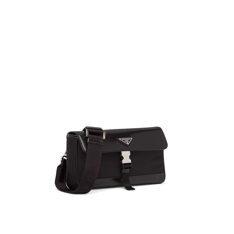 Prada 2VD044 Re-Nylon And Leather Shoulder Bag In Black