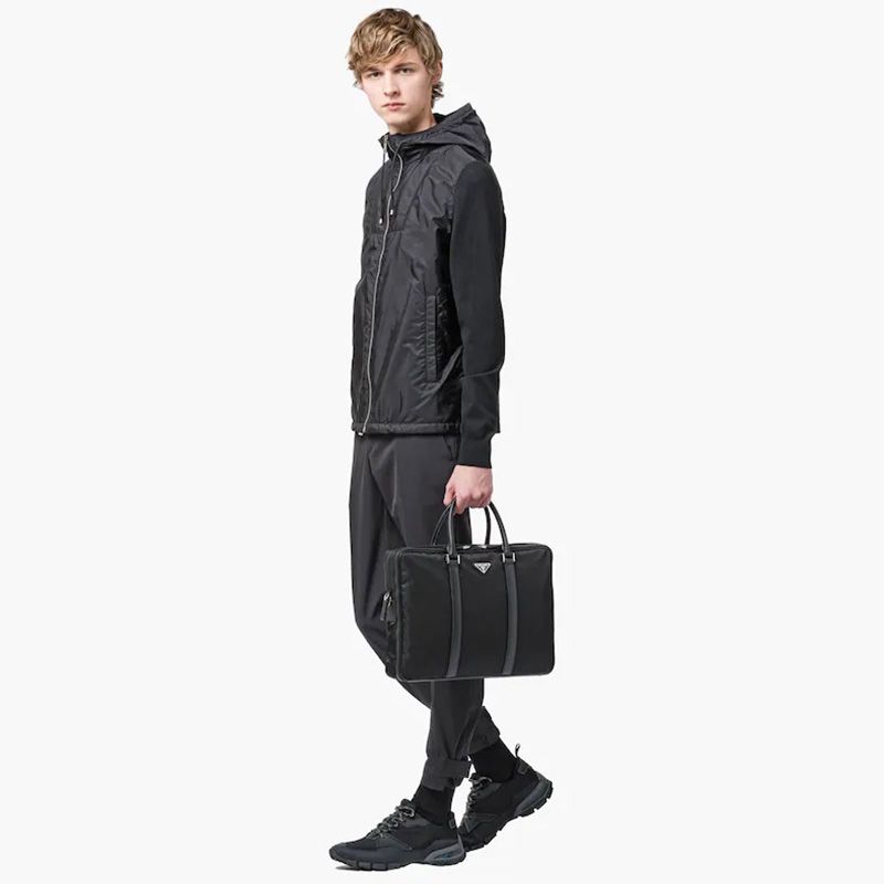 Prada 2VE005 Nylon Briefcase In Black