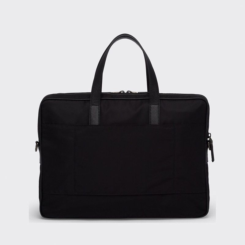 Prada 2VE005 Re-Nylon And Leather Briefcase In Black