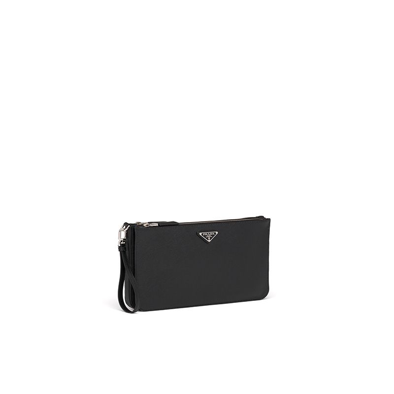 Prada 2VF024 Saffiano Leather Pouch In Black