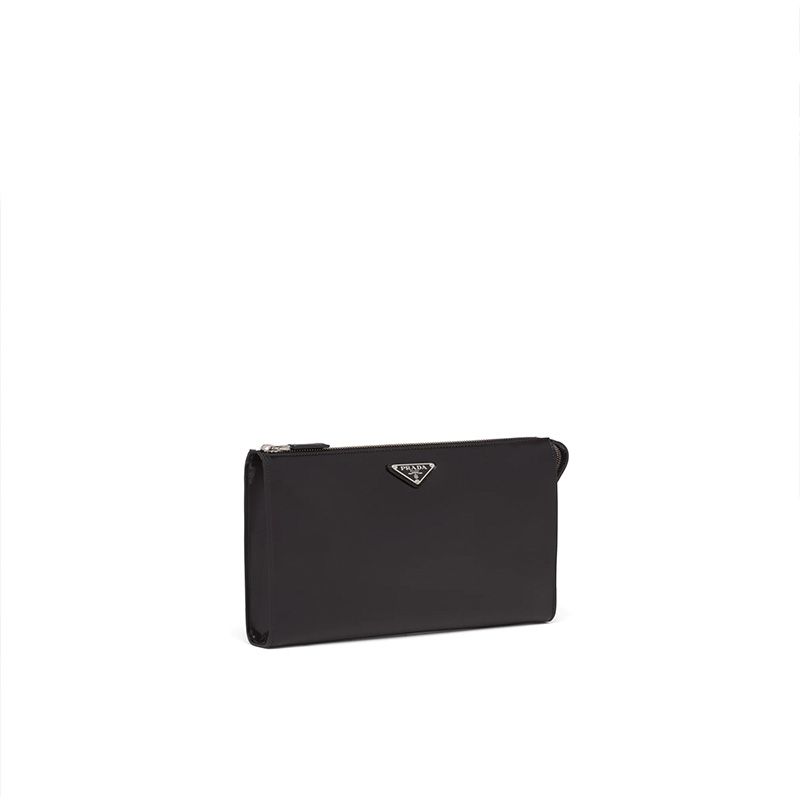 Prada 2VF030 Brushed Leather Pouch In Black