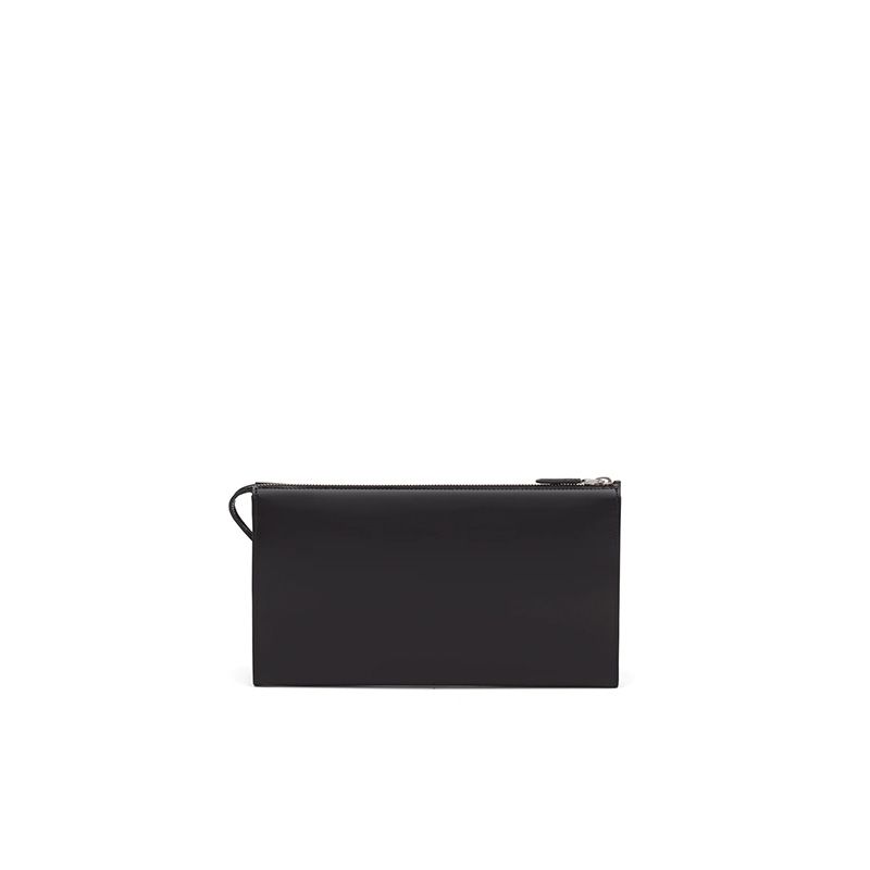 Prada 2VF030 Brushed Leather Pouch In Black