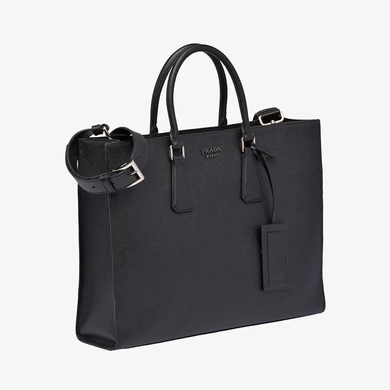 Prada 2VG011 Saffiano Leather Briefcase In Black