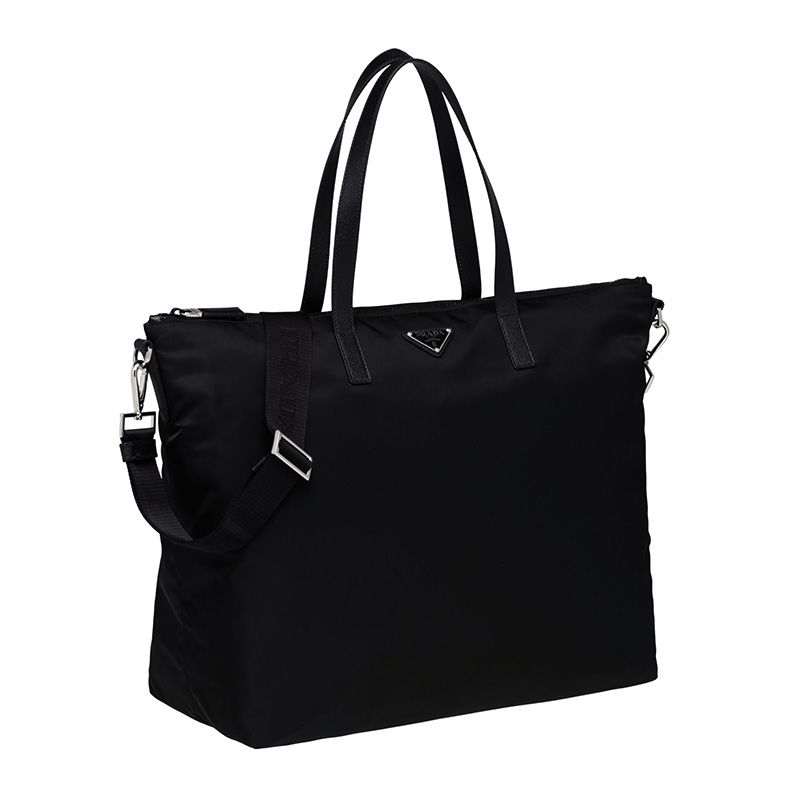 Prada 2VG024 Triangle Nylon Briefcase In Black