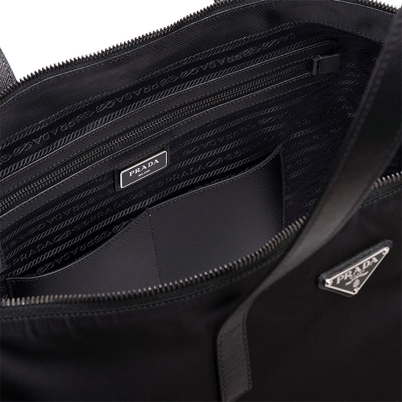 Prada 2VG024 Triangle Nylon Briefcase In Black