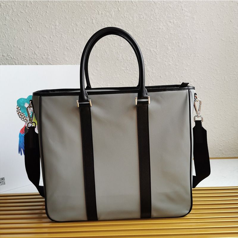 Prada 2VG034 Nylon Tote In Grey