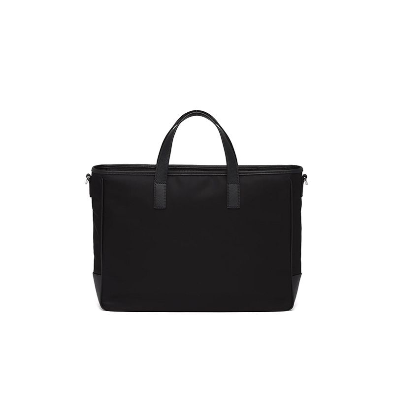 Prada 2VG064 Nylon And Saffiano Leather Tote In Black