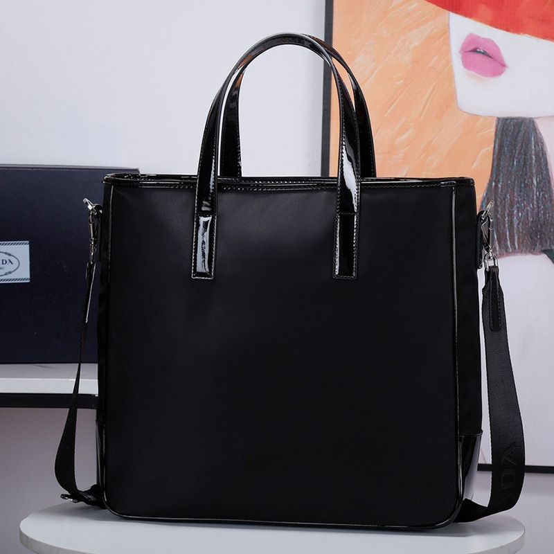 Prada 2VG064 Re-Nylon And Leather Tote In Black