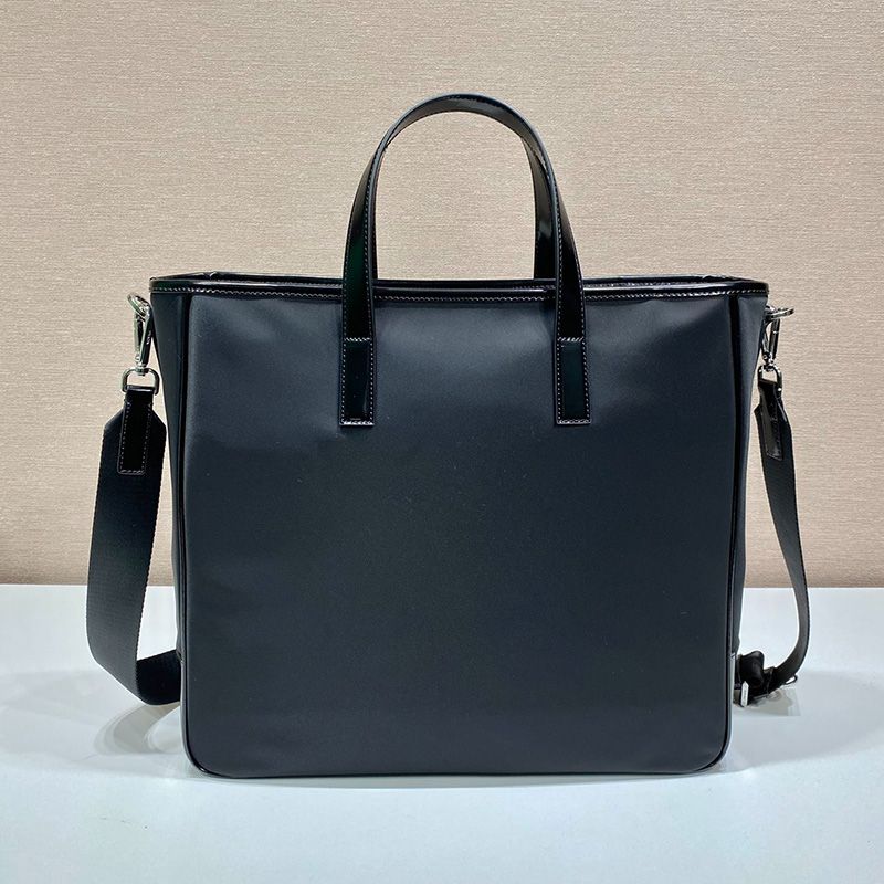 Prada 2VG064 Re-Nylon And Leather Tote In Grey