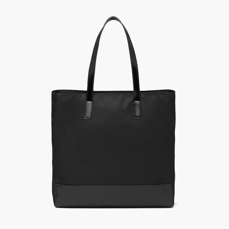 Prada 2VG071 Re-Nylon And Leather Tote In Grey