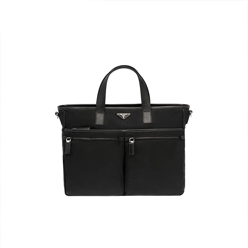 Prada 2VG860 Nylon And Saffiano Leather Tote In Black