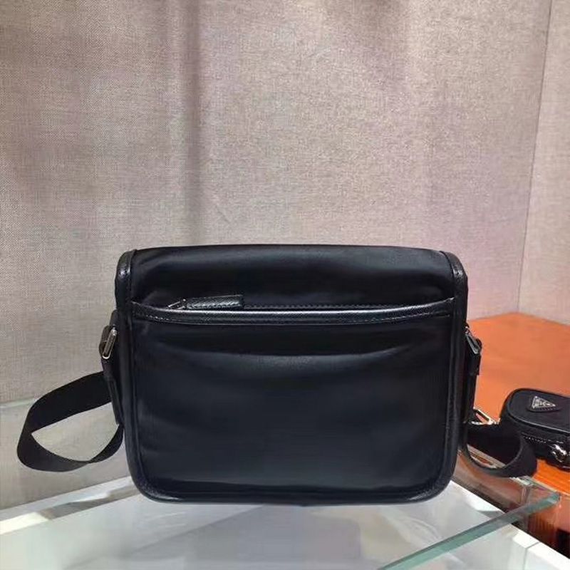 Prada 2VD034 Nylon And Saffiano Leather Bag In Black