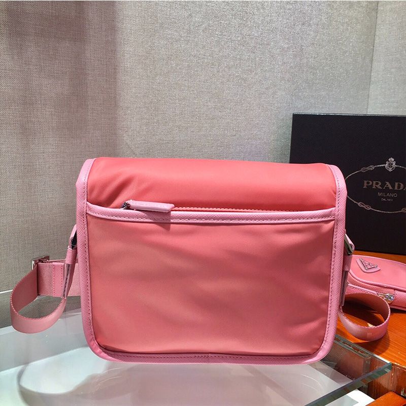 Prada 2VD034 Nylon And Saffiano Leather Bag In Pink