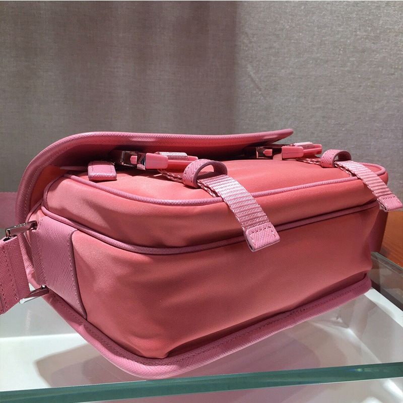 Prada 2VD034 Nylon And Saffiano Leather Bag In Pink