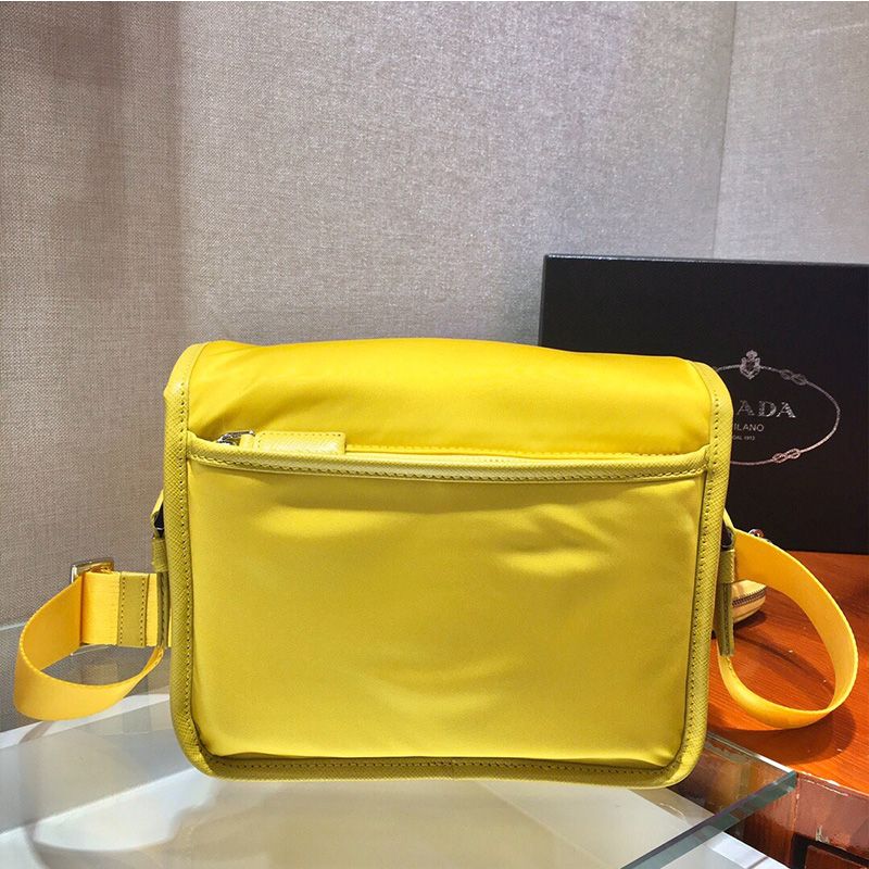 Prada 2VD034 Nylon And Saffiano Leather Bag In Yellow