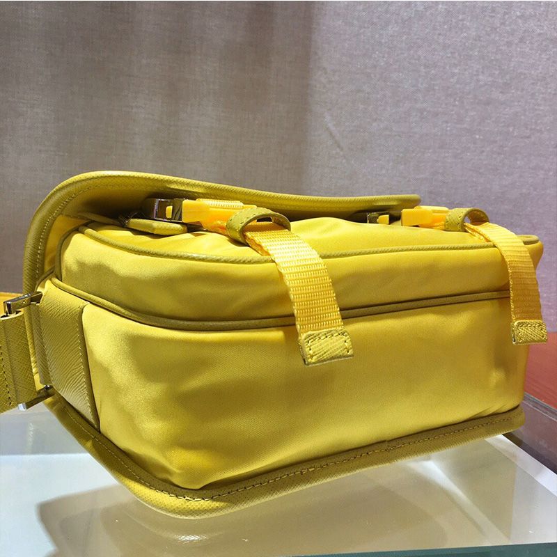 Prada 2VD034 Nylon And Saffiano Leather Bag In Yellow