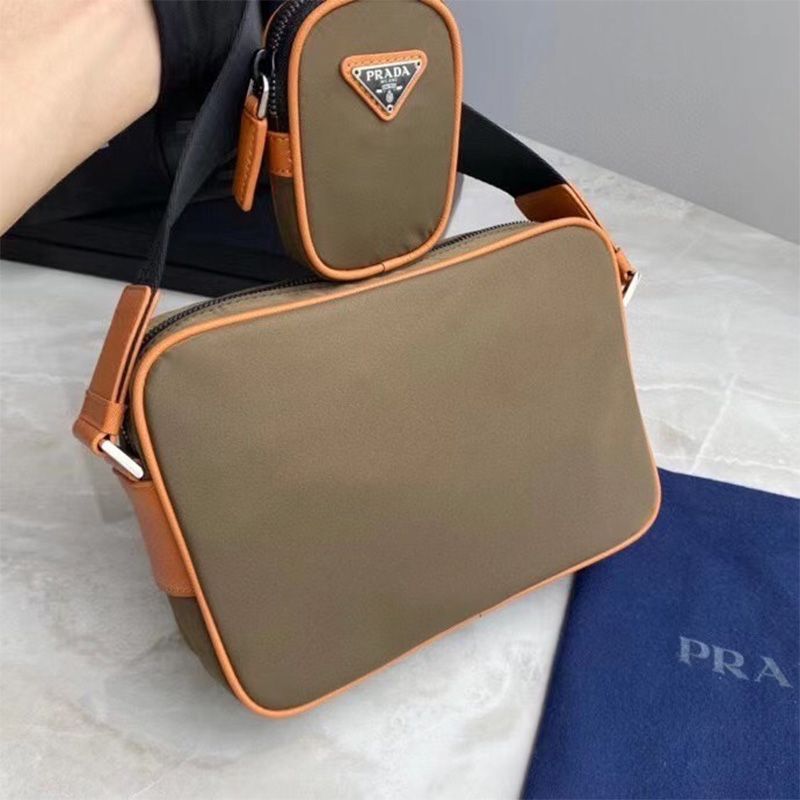 Prada 2VH048 Nylon And Saffiano Leather Bag In Brown