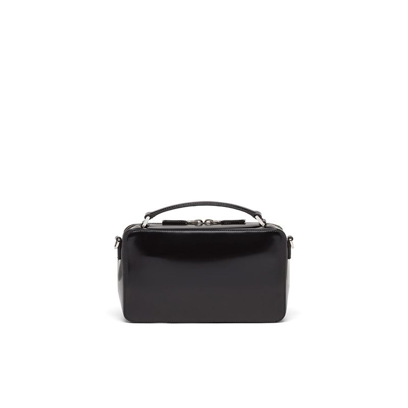 Prada 2VH069 Brushed Leather Brique Bag In Black