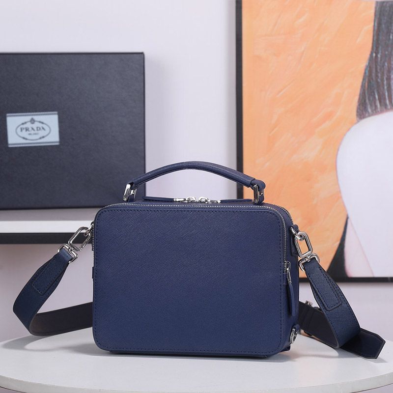 Prada 2VH069 Saffiano Leather Brique Bag In Blue