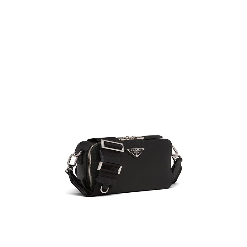 Prada 2VH070 Saffiano Leather Brique Bag In Black