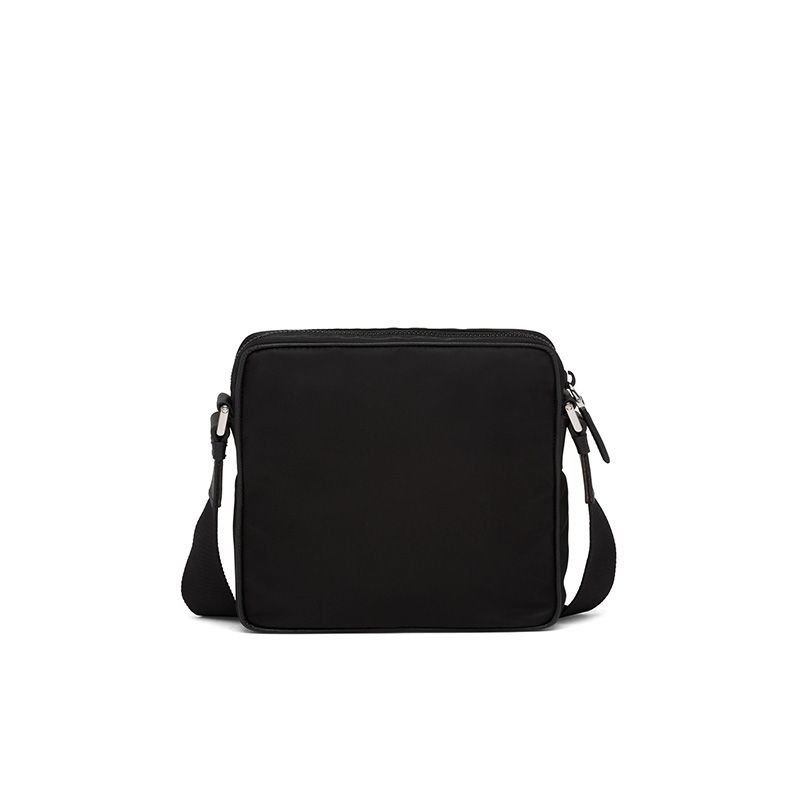 Prada 2VH112 Nylon And Saffiano Leather Shoulder Bag In Black