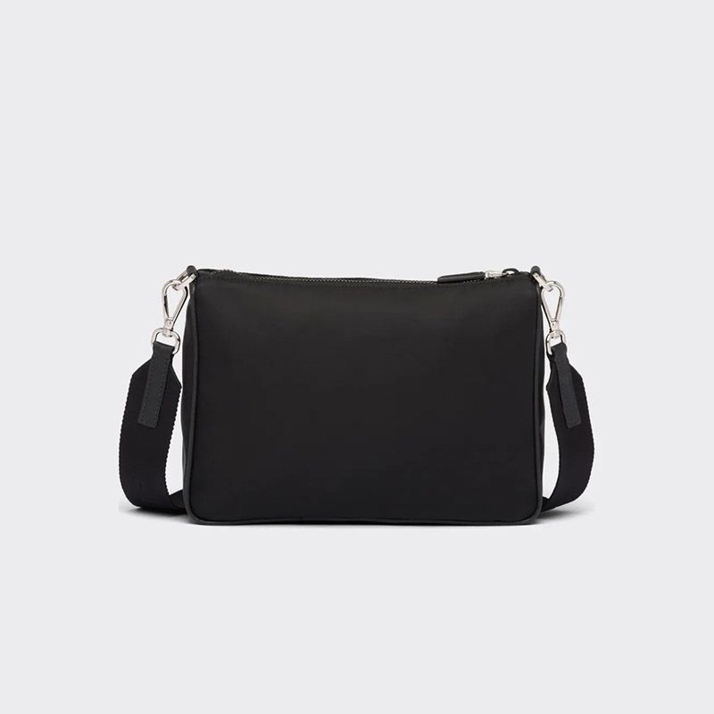 Prada 2VH113 Nylon and Saffiano Leather Shoulder Bag In Black